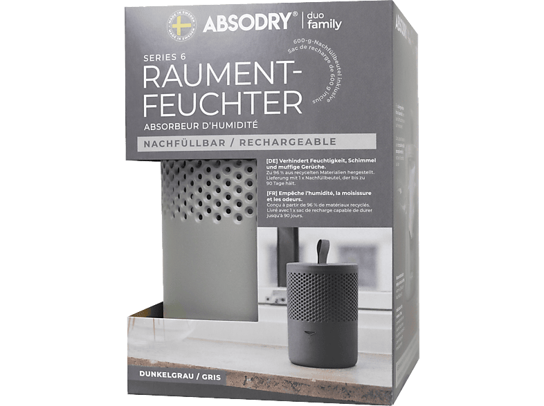 Everbrent Absodry Duo Family Tasche Serie 6 Luftentfeuchter, Nachfüllbar Grau, 60 m³