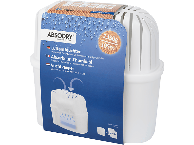 Everbrent Absodry Classic 3x450 g, Luftentfeuchter Weiß, 23 m²