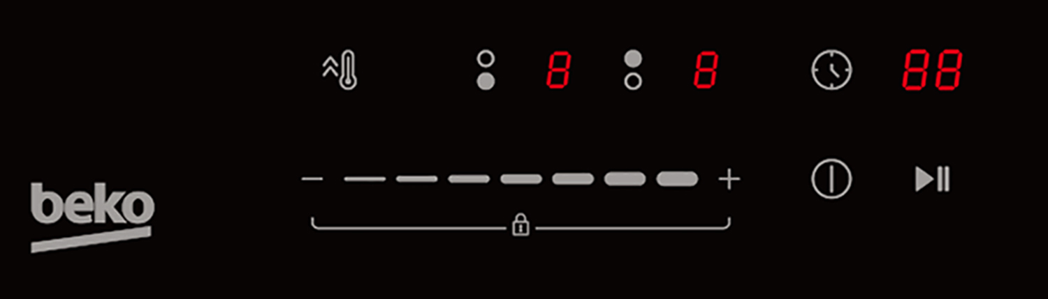 Czarny panel sterowania z czerwonym wyświetlaczem.