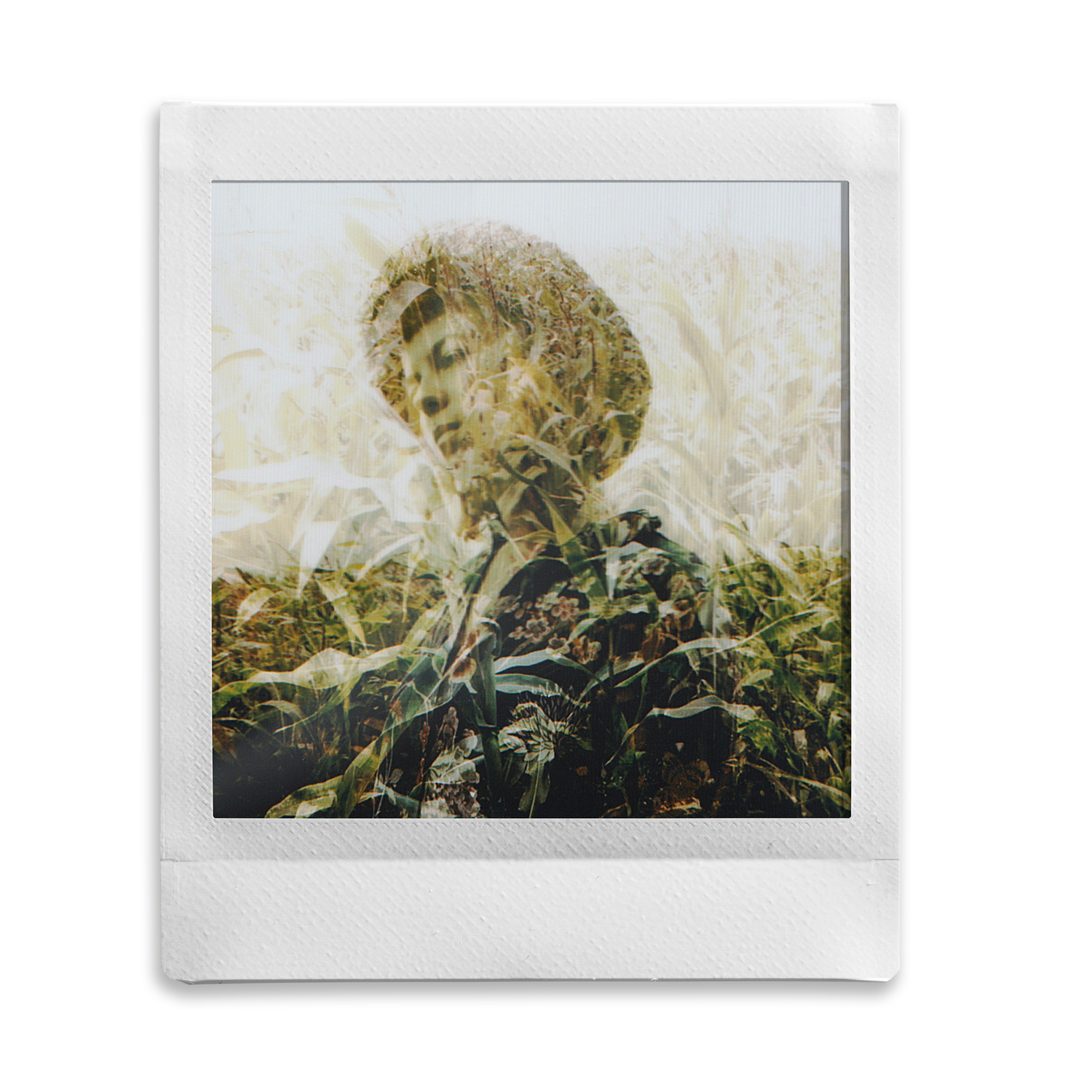 Femme dans un champ, double exposition.