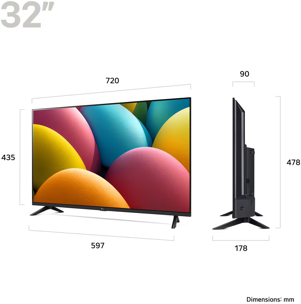 Egy 32 hüvelykes TV méretei mm-ben.