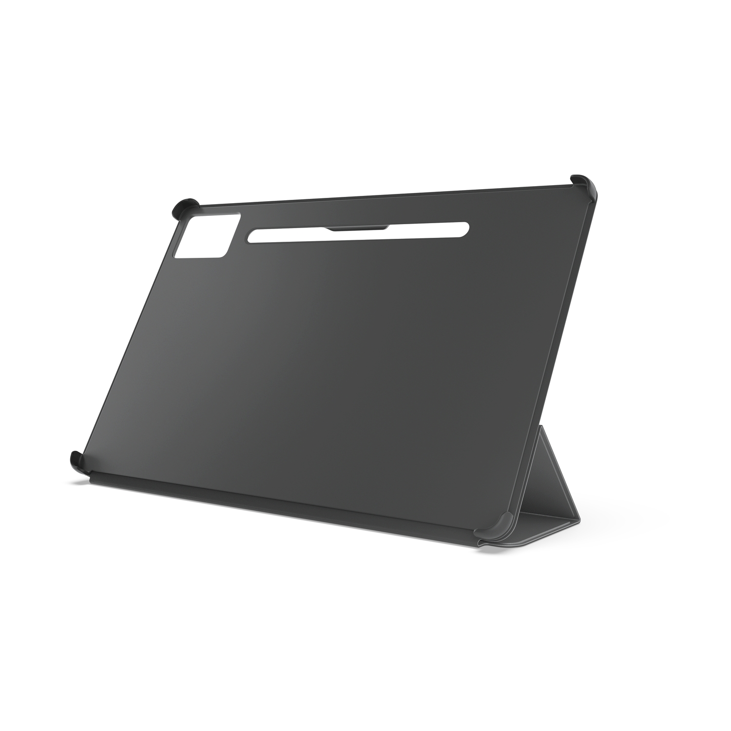 Custodia per tablet nera con supporto.