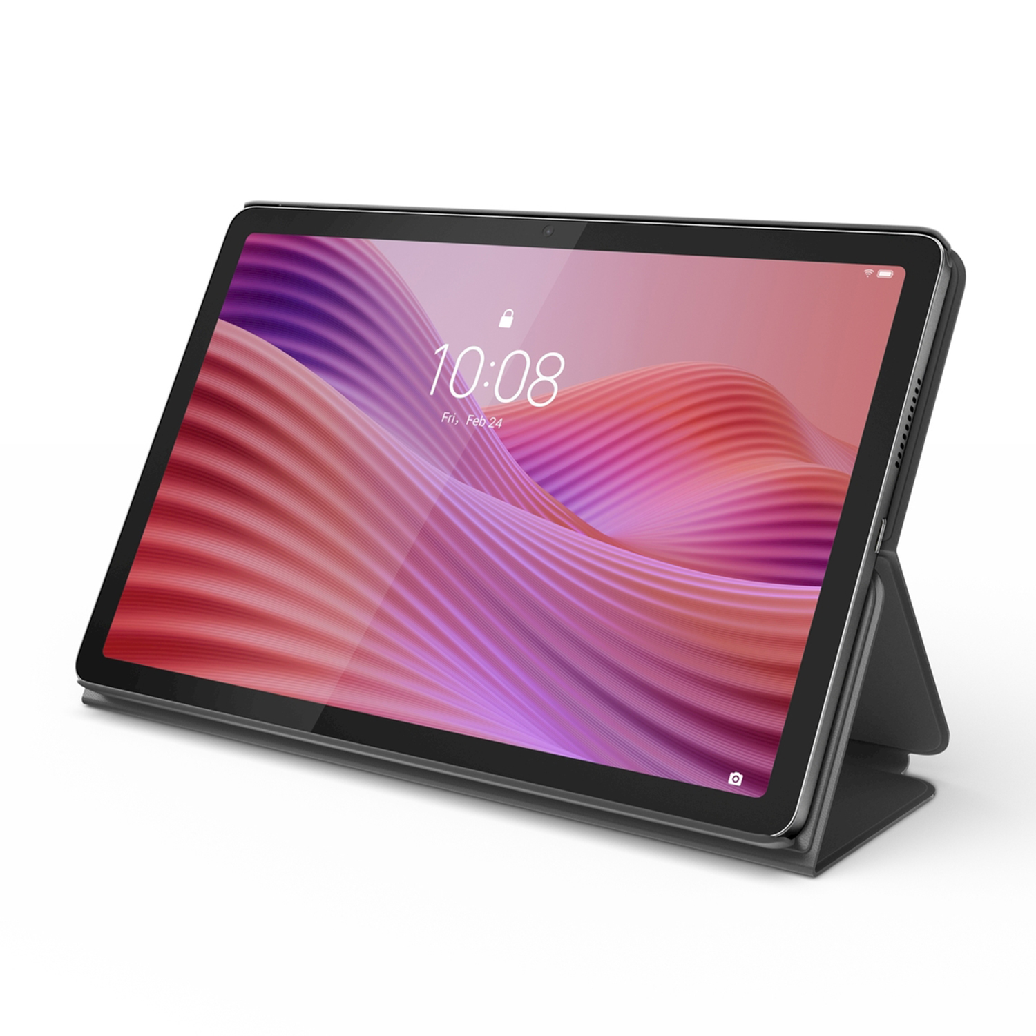 Power bank nera con due porte Type-C da 2.1A e un indicatore di carica al 100% in 30 minuti.