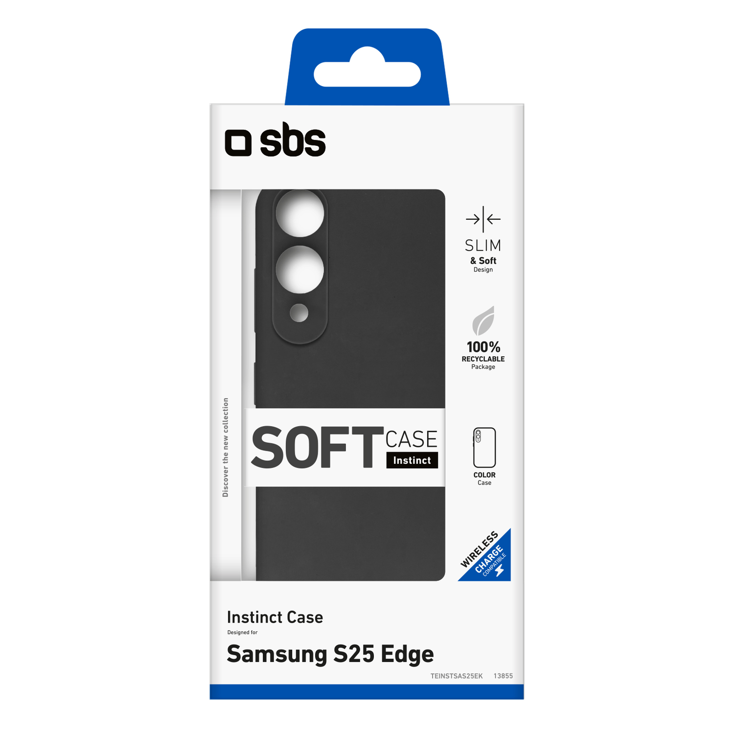 Coque noire avec le logo 'SBS', pour un Samsung S25 Edge.