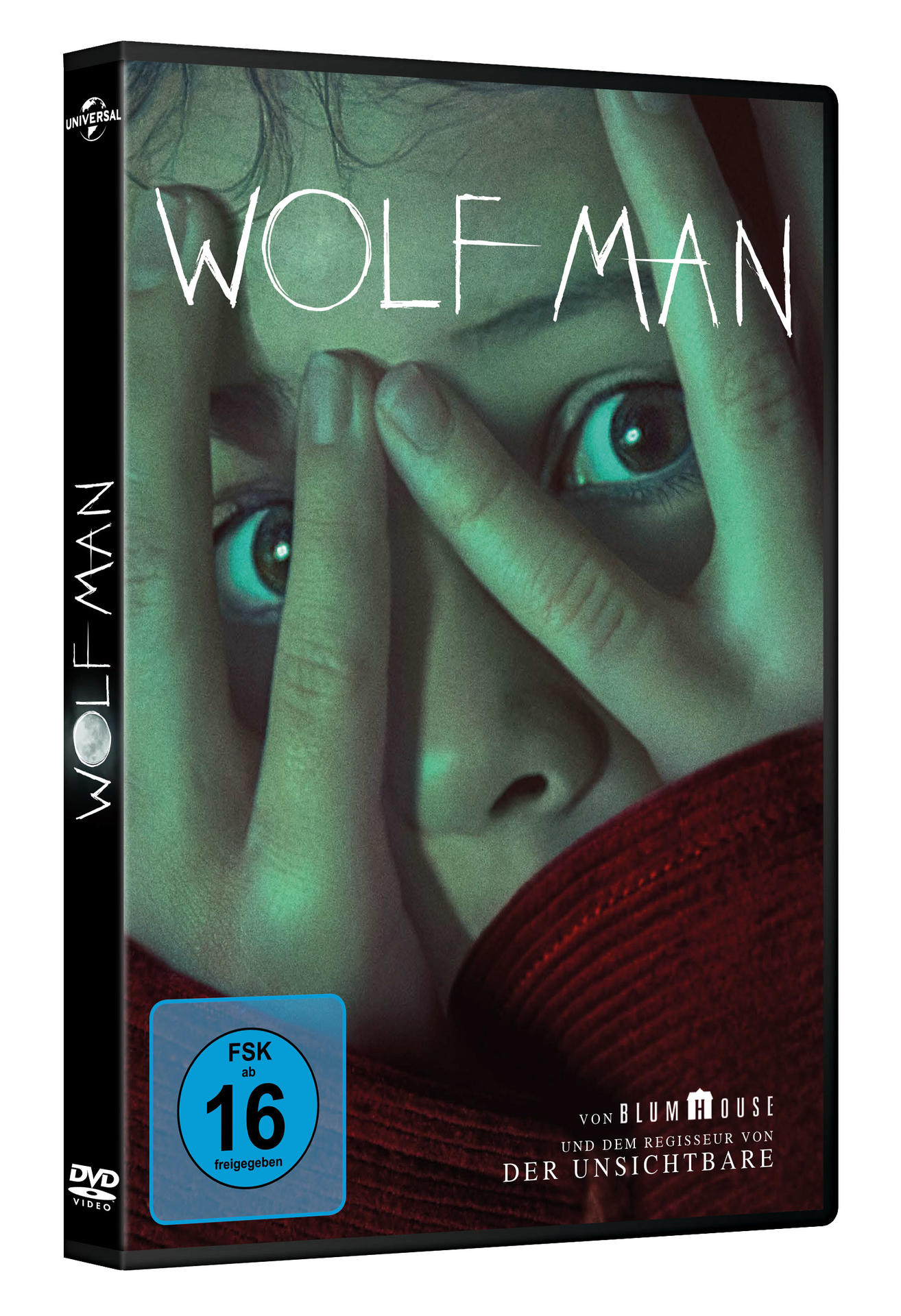 DVD-Hülle mit dem Film Wolf Man, die Hände einer Person bedecken das Gesicht.