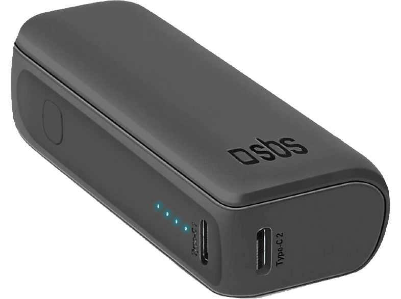 Sbs Powerbank 1xusb-a & 2xusb-c 5000mah 10w Compact Black