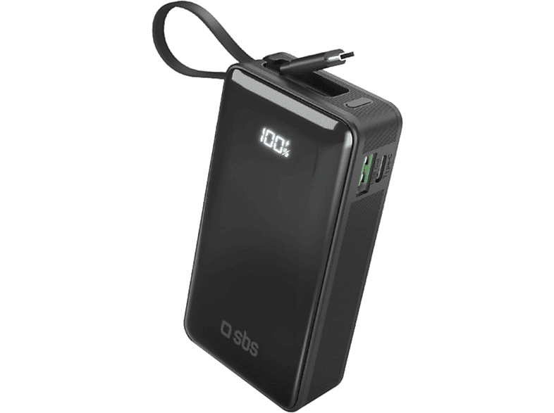 Sbs Powerbank 1xusb-c & Int. Usb-c 10000mah 10w Lcd Black