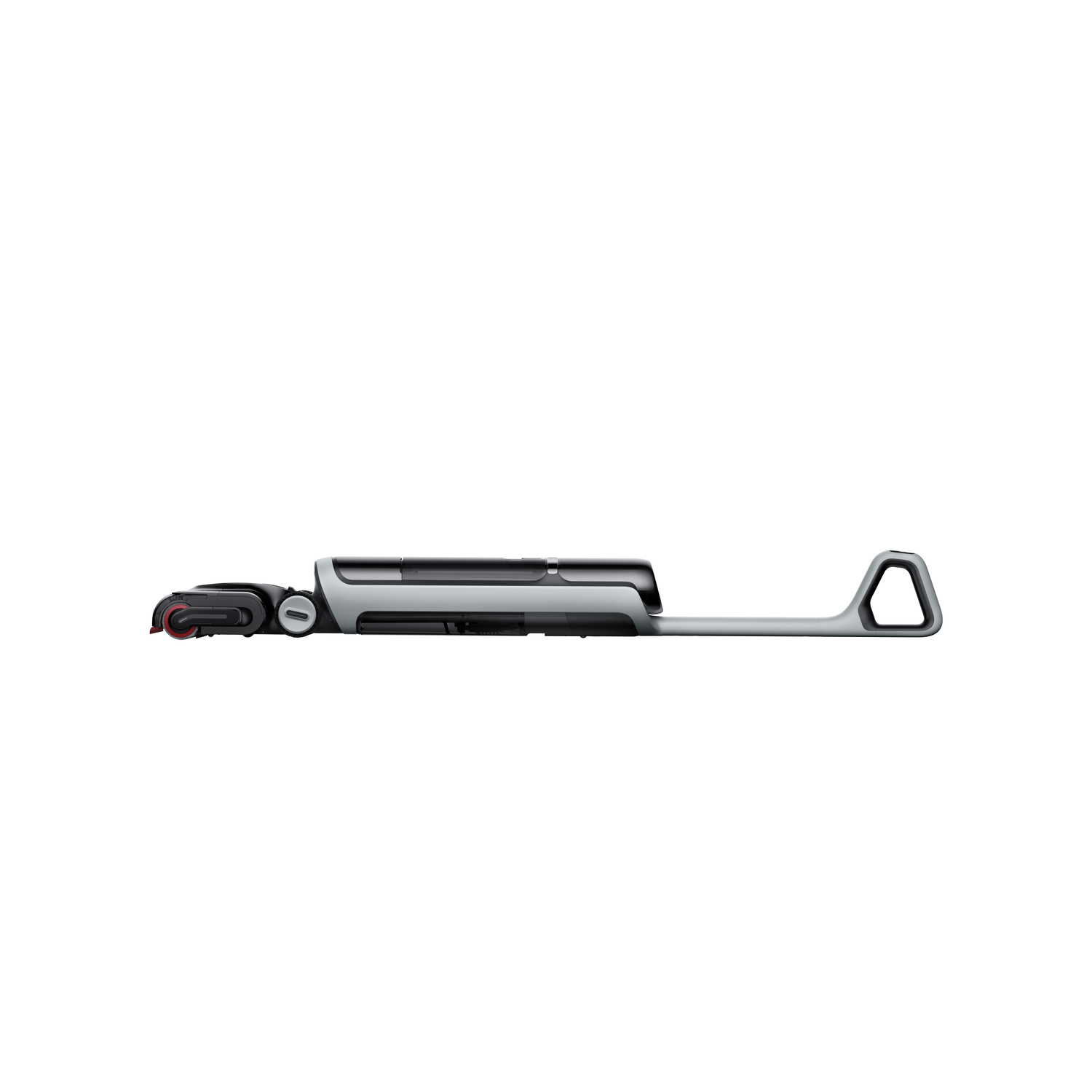 A machine with a handle and a triangular attachment. The machine is white.