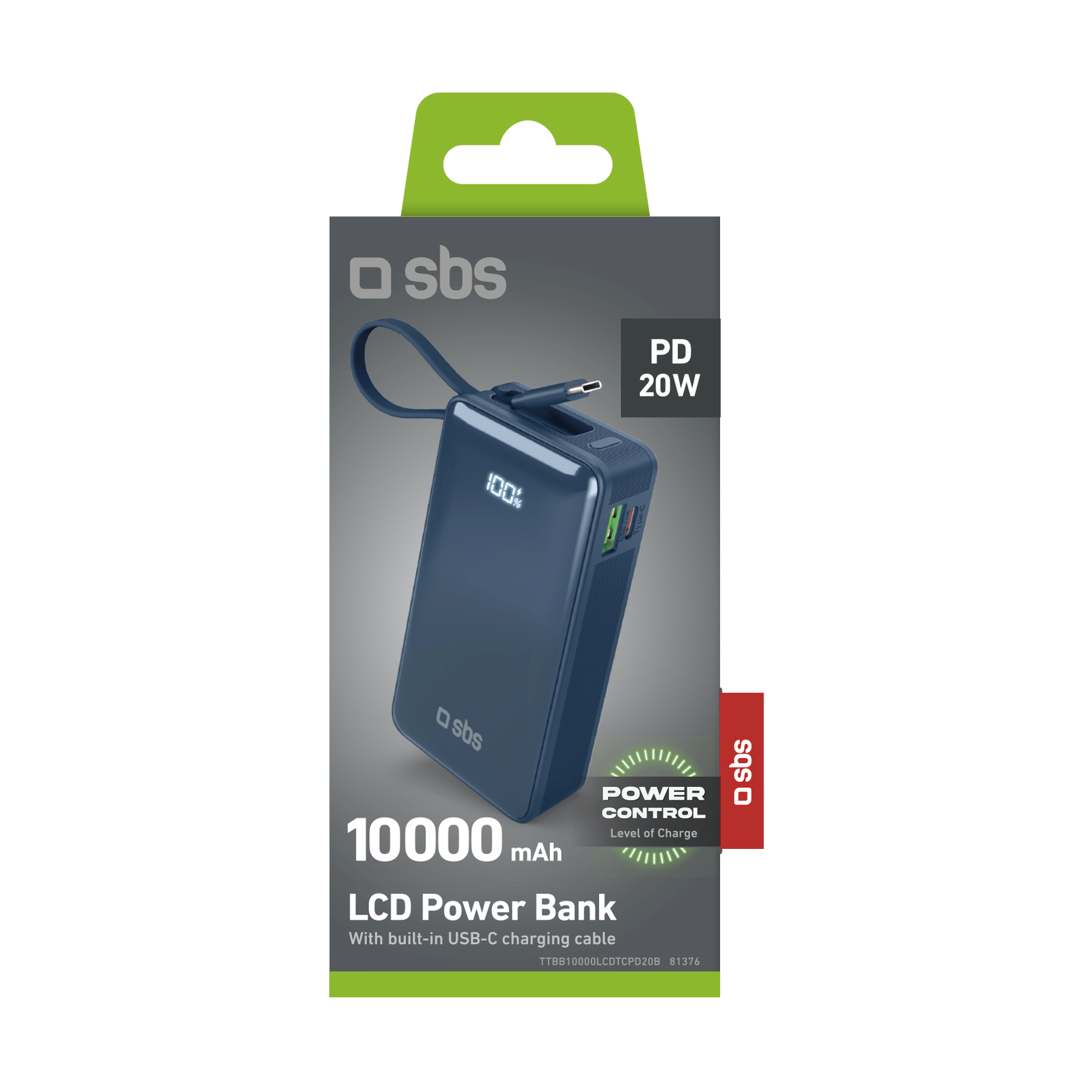 WYE Batterie externe à charge rapide bidirectionnelle 10 000 mAh | USB-C intégré et câbles 8 broches | 38,5 W max | 4 couleurs disponibles (noir