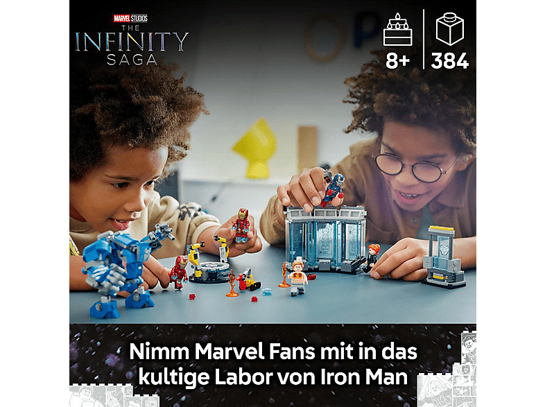 Thumbnail - LEGO Super Heroes 76315 Iron Mans Labor: Halle der Rüstungen Bausatz, Mehrfarbig
