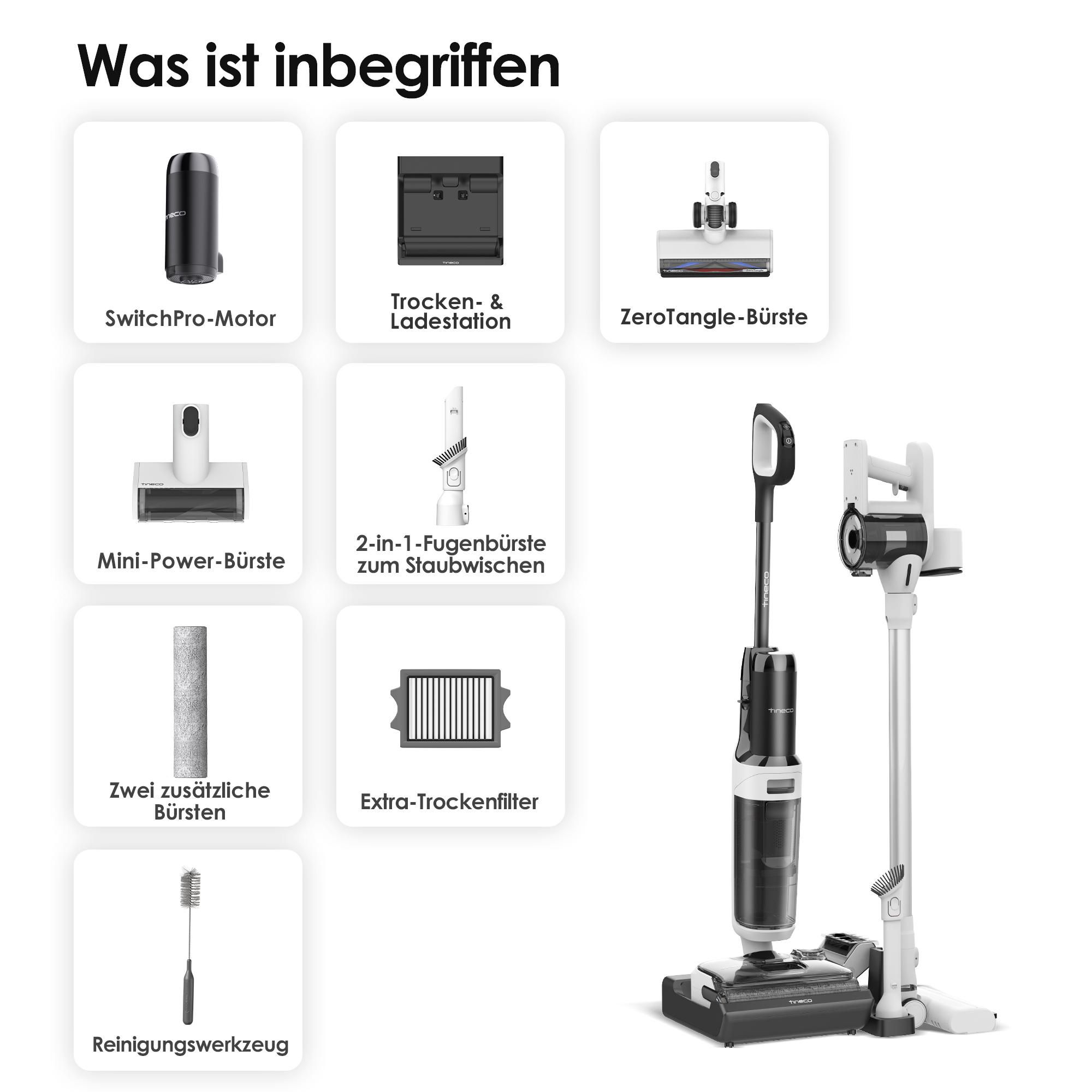 Staubsaugerteile und Zubehör werden gezeigt.
