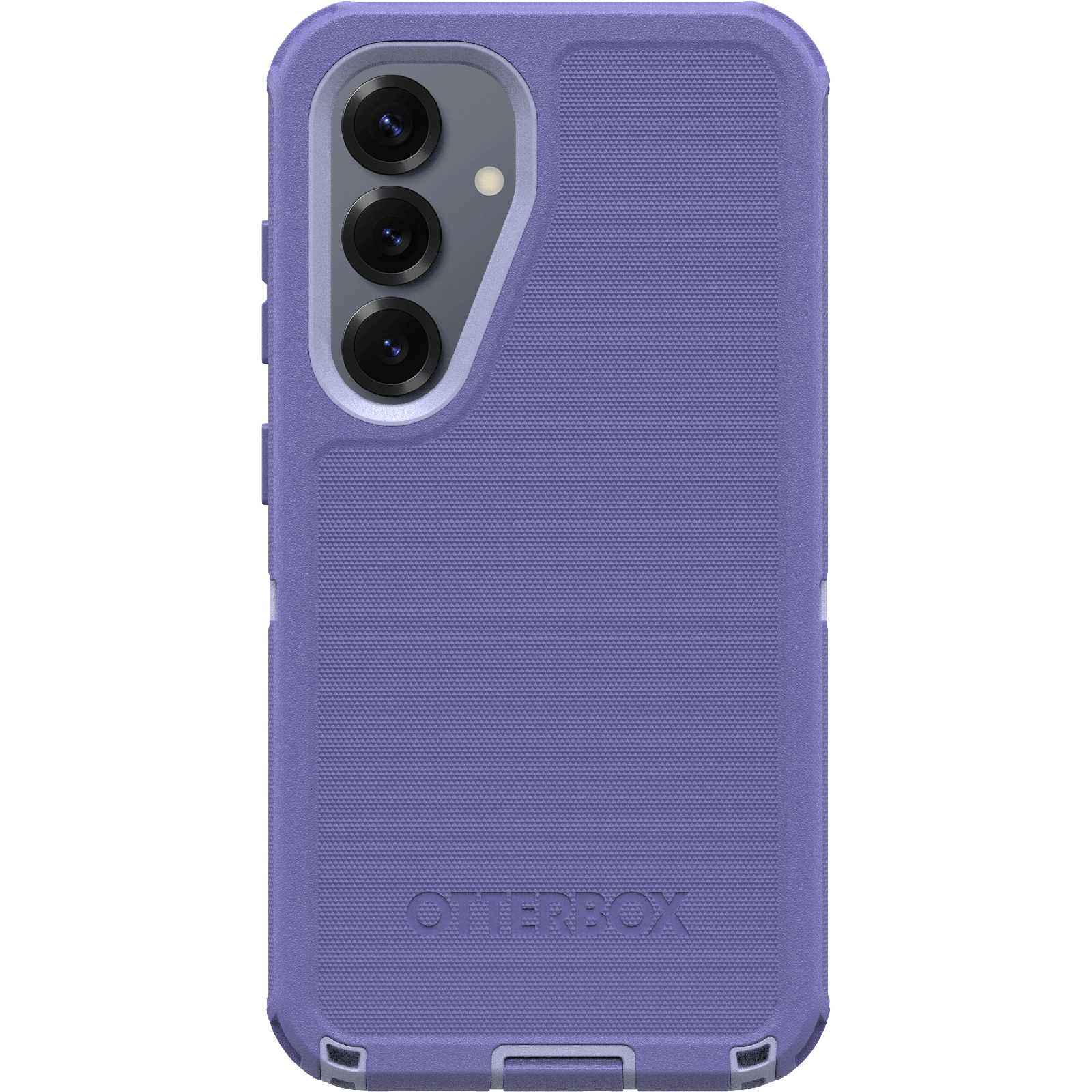Lila Otterbox telefontok. Három kamera a hátoldalon. Textúra. Semleges háttér.