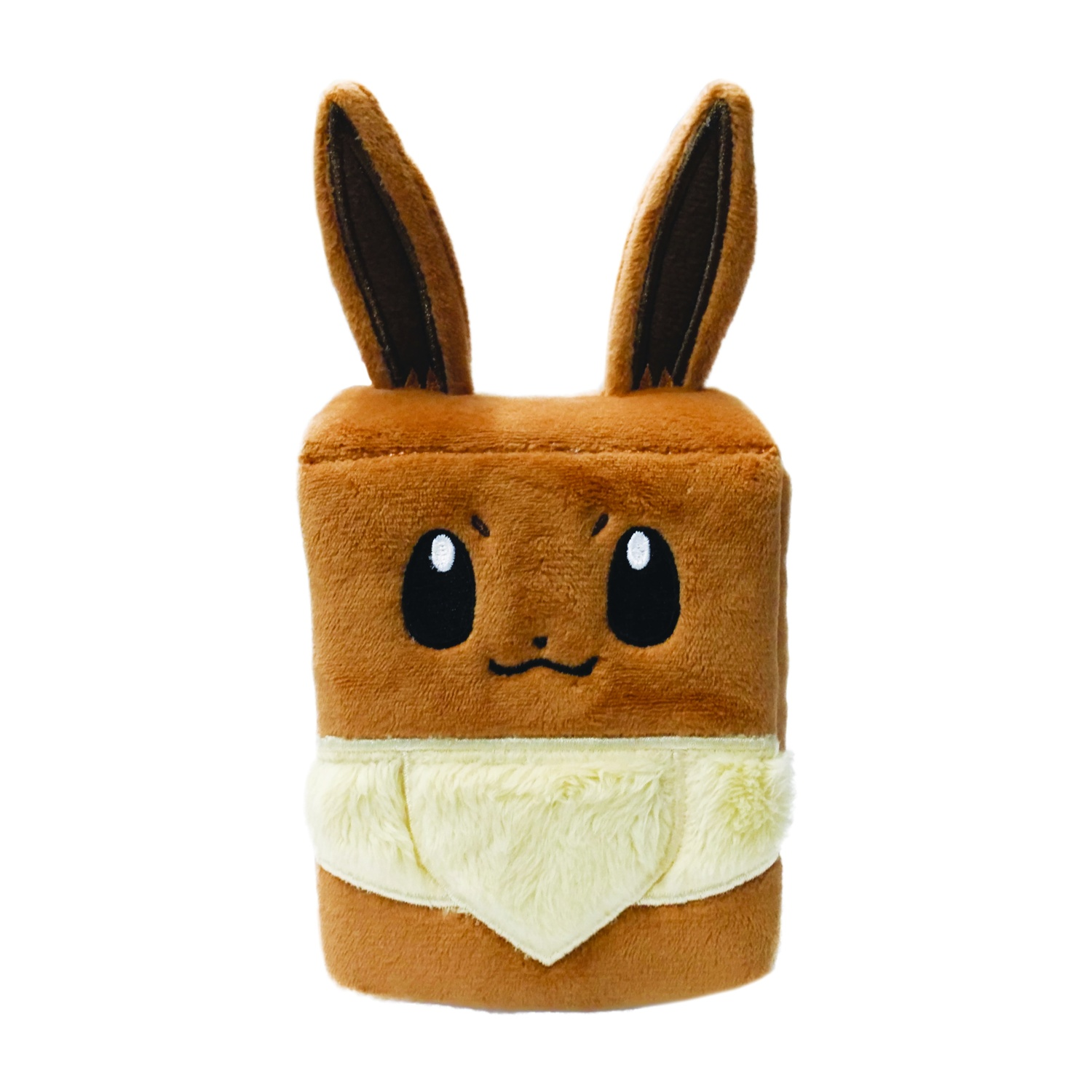 Peluche marrone di Eevee con grandi orecchie e colletto color crema.