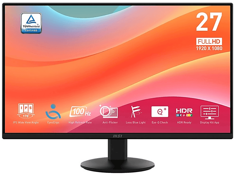 MSI PRO MP272L MONITOR, 27 ", Full-HD, 1920 x 1080 Pixel, tempo di risposta 1 ms, refresh rate 100 Hz
