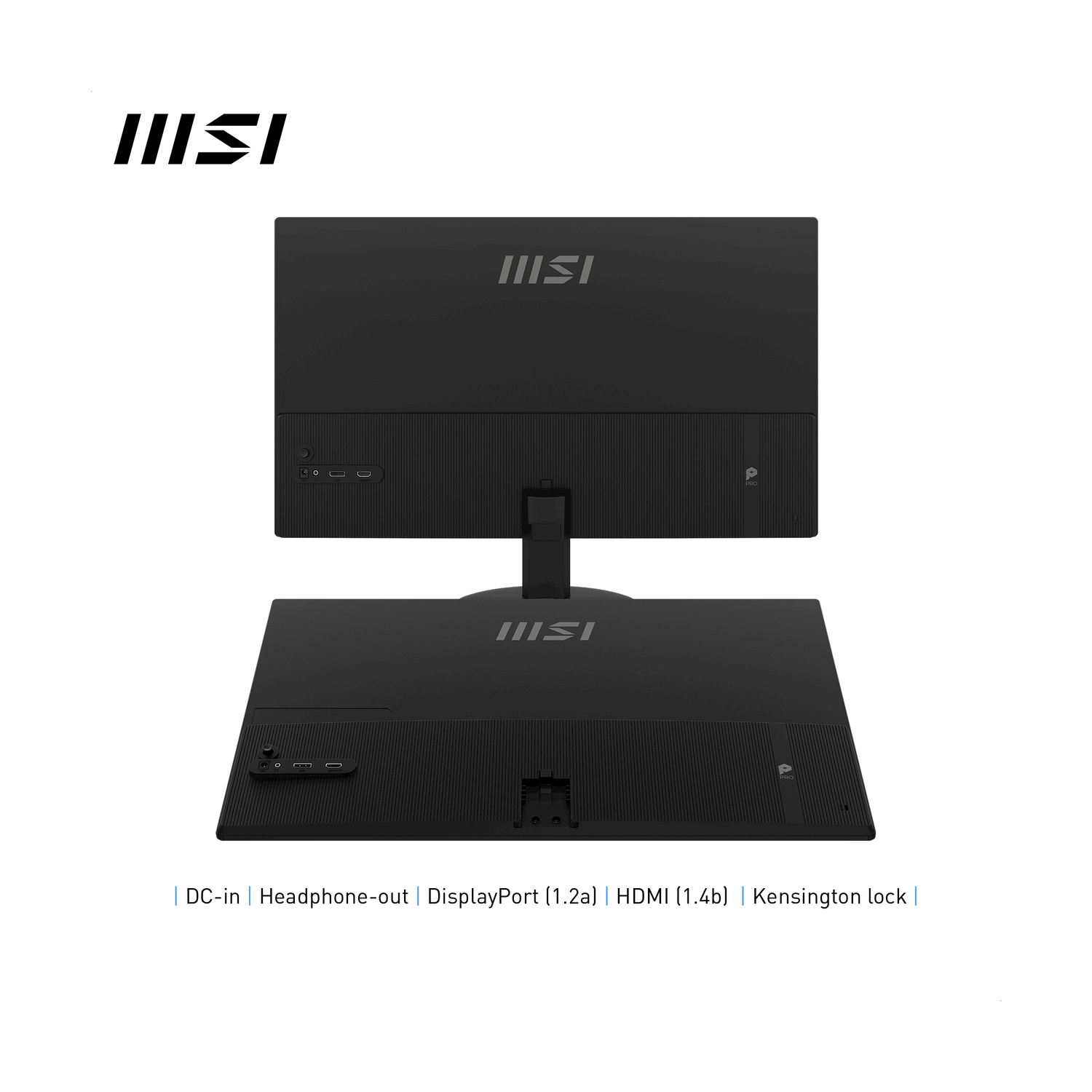 Monitor per computer nero, che mostra il retro e le porte.
