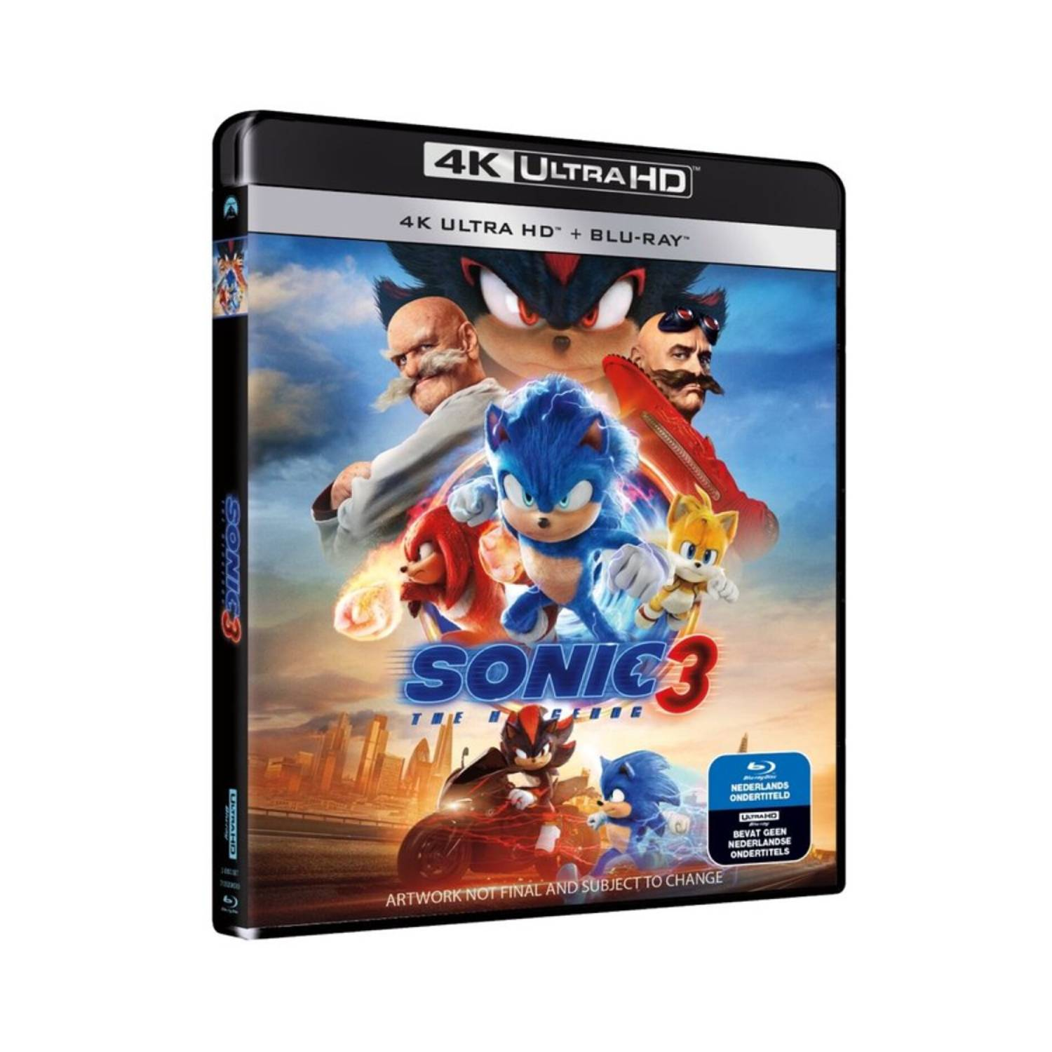 Sonic 3 movie cover. Sonic, Tails, Knuckles, Shadow, and other characters are featured.