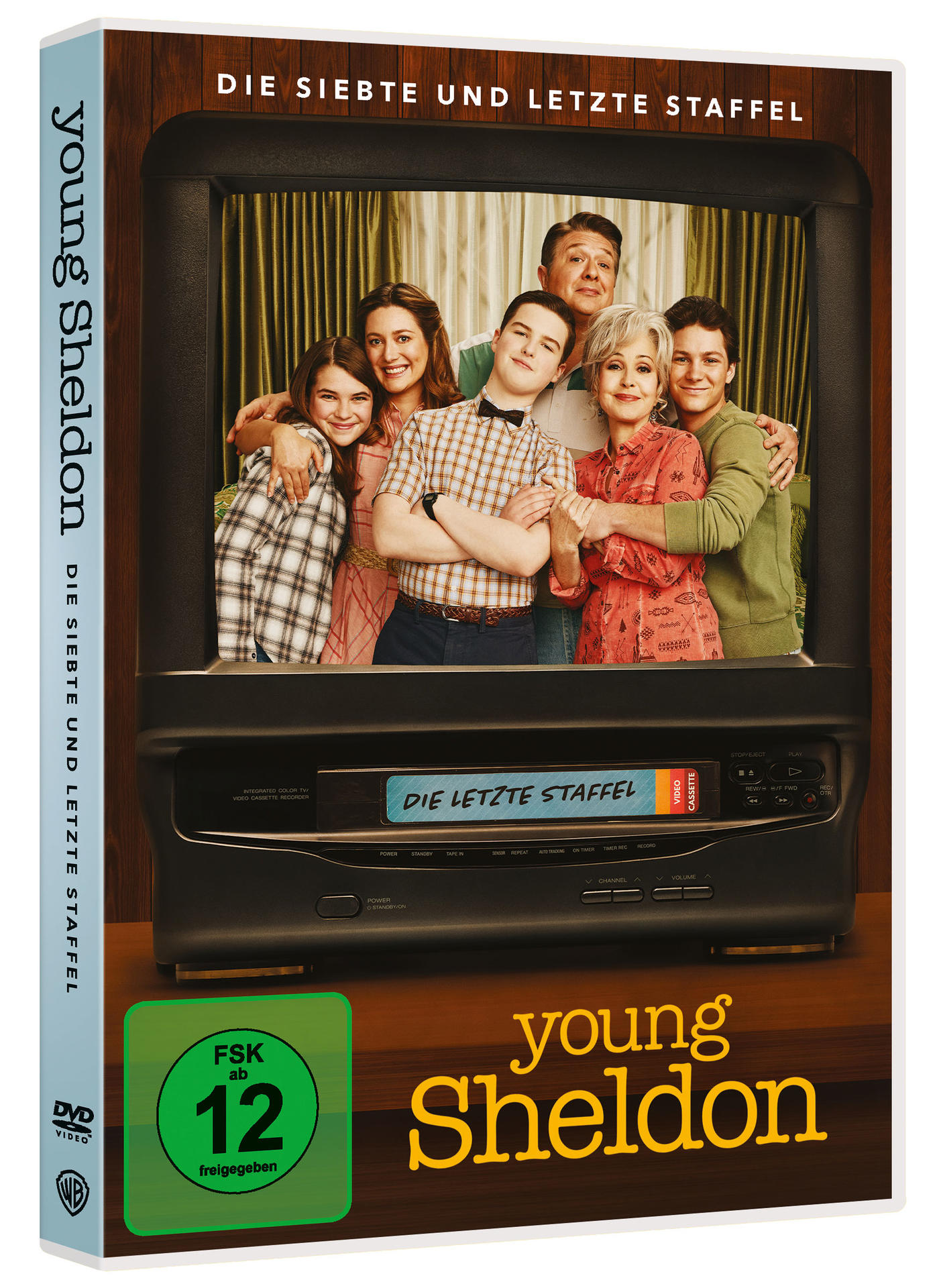 DVD-Hülle der Serie „Young Sheldon“ mit Familienfoto und Logo.