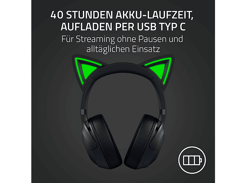 RAZER Kraken Kitty V2, Over-ear Gaming Headset Bluetooth Schwarz