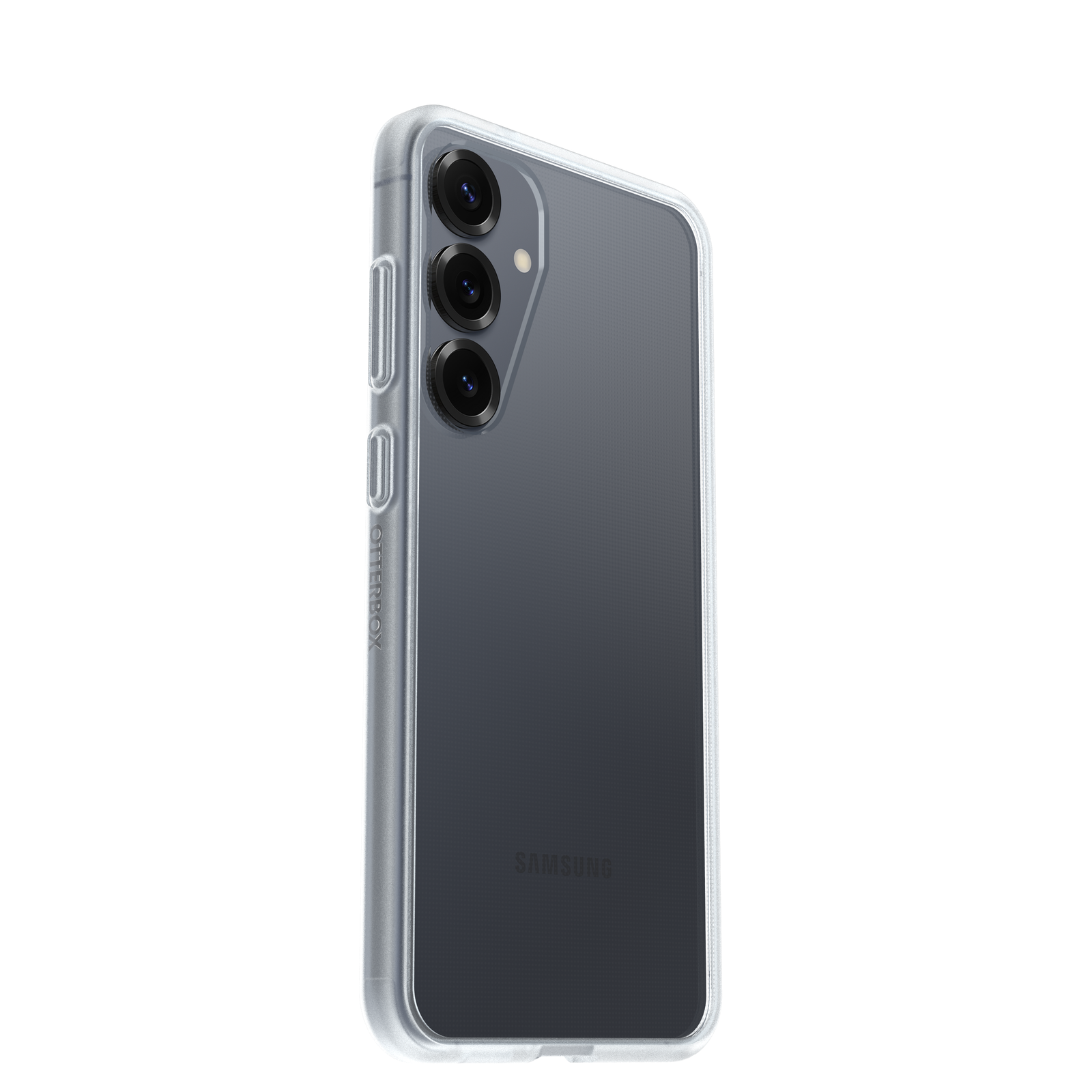 Okostelefon átlátszó tokban, hátulja kamerákkal. A tokon az Otterbox logó.