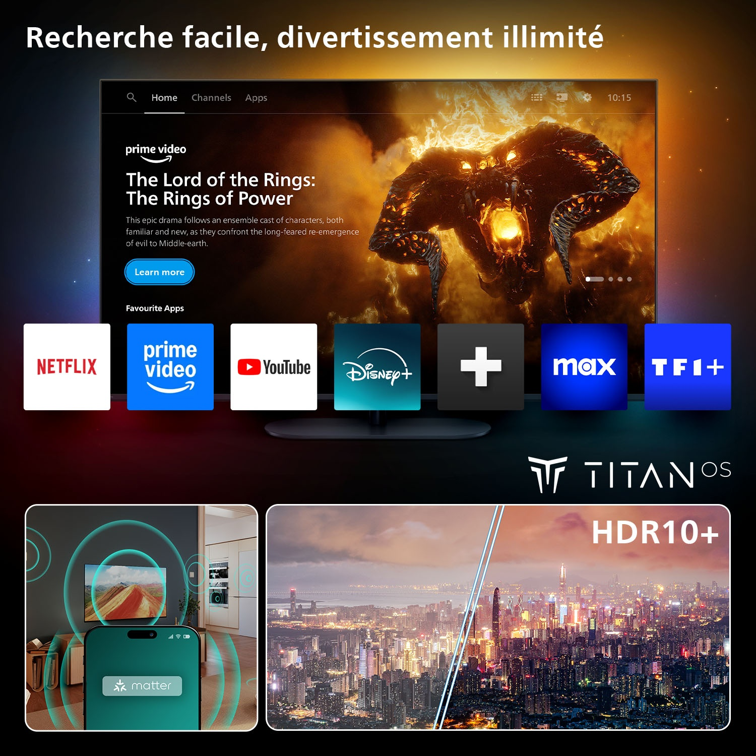 PHILIPS 55PUS7800 4k QLED Smart TV 55 inch (2025) - Ultra HD 4K - TV LED - 55 pouces - 2025