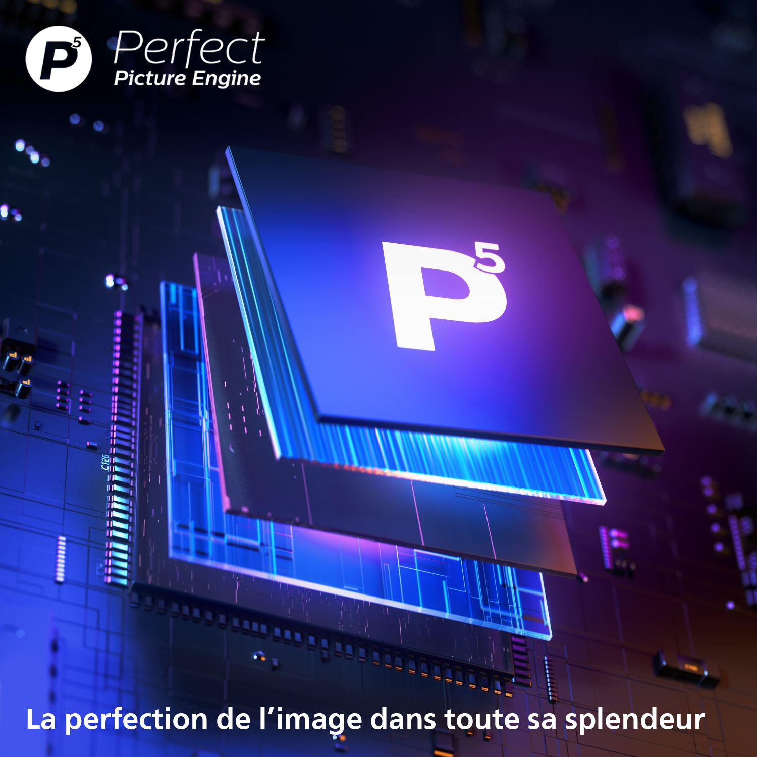 Un graphique avec un logo P5 sur fond noir.