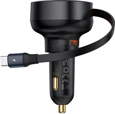 BASEUS Enjoyment Pro gyors autóstöltő, 60W, USB-A + kihúzható Type-C kábel (C00057800111-00)