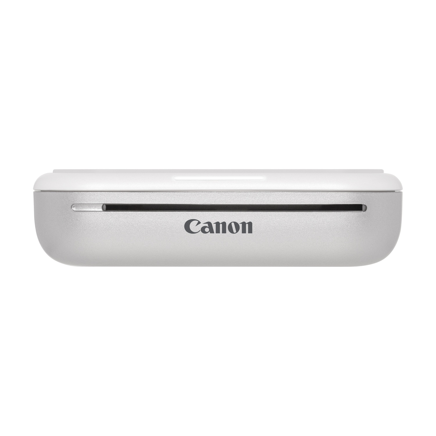 Una stampante Canon argentata con il logo Canon.