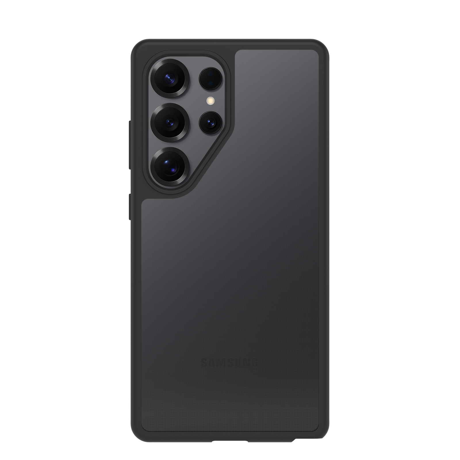 Fekete telefontok Samsung telefonhoz, több hátlapi kamerával.