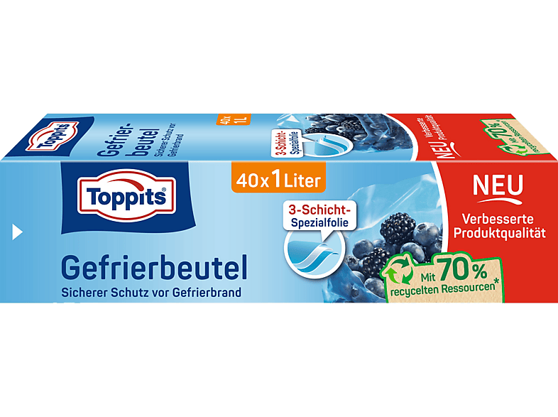 Toppits Gefrierbeutel 40 Beutel, 19x24cm, 1l