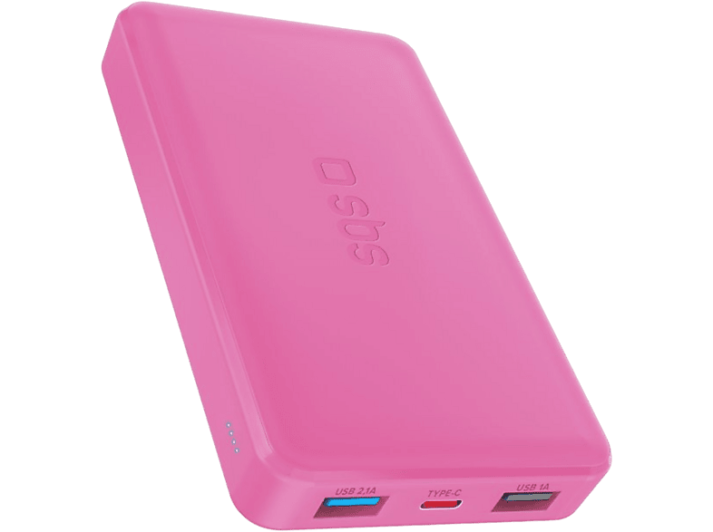 Batterie externe Sbs 10000mAh avec 2x USB-A et 1x USB-C Rose