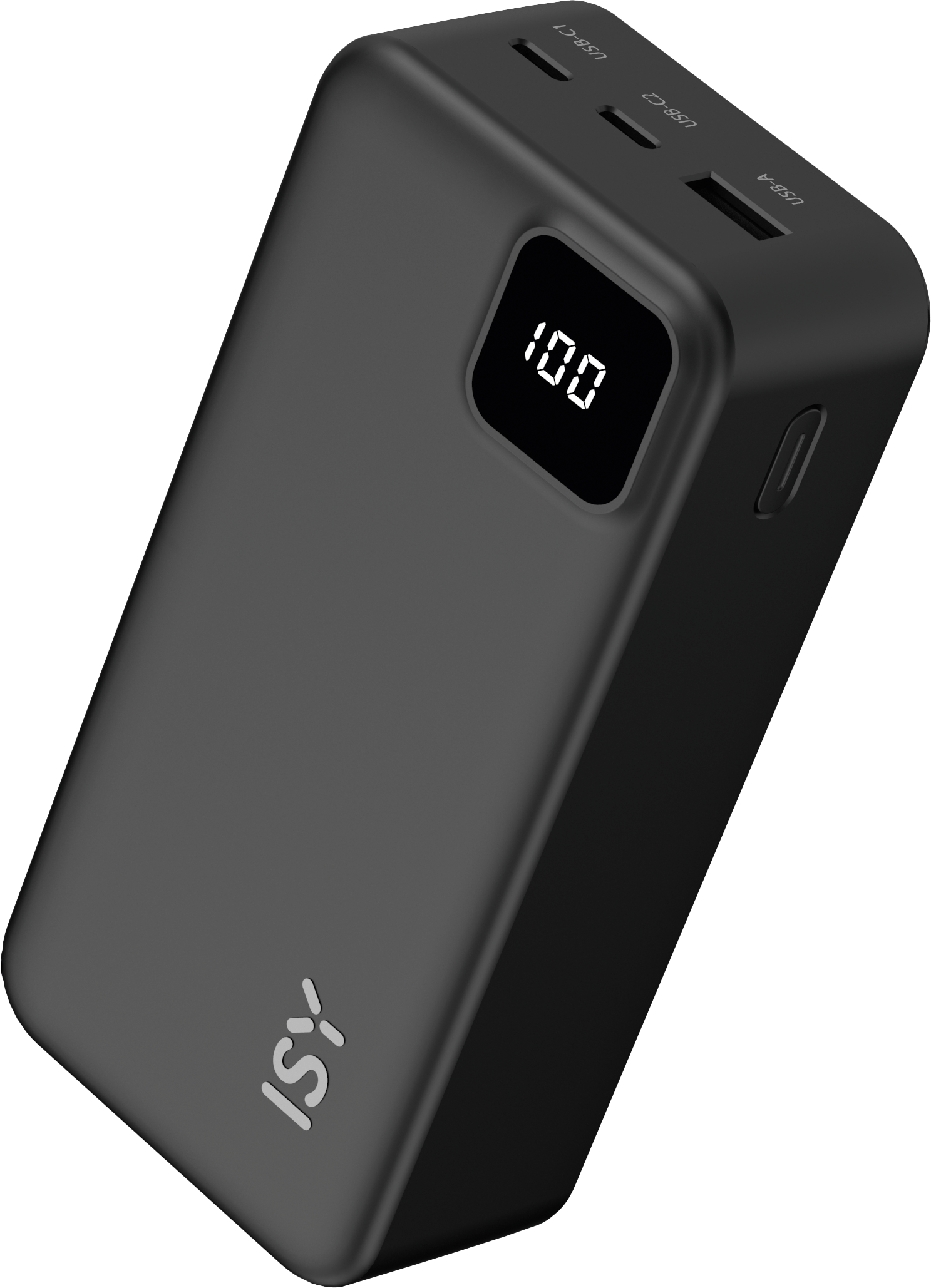 ISY IPP-27000 powerbank, 27000 mAh, USB Type-C és Type-A csatlakozók, fekete