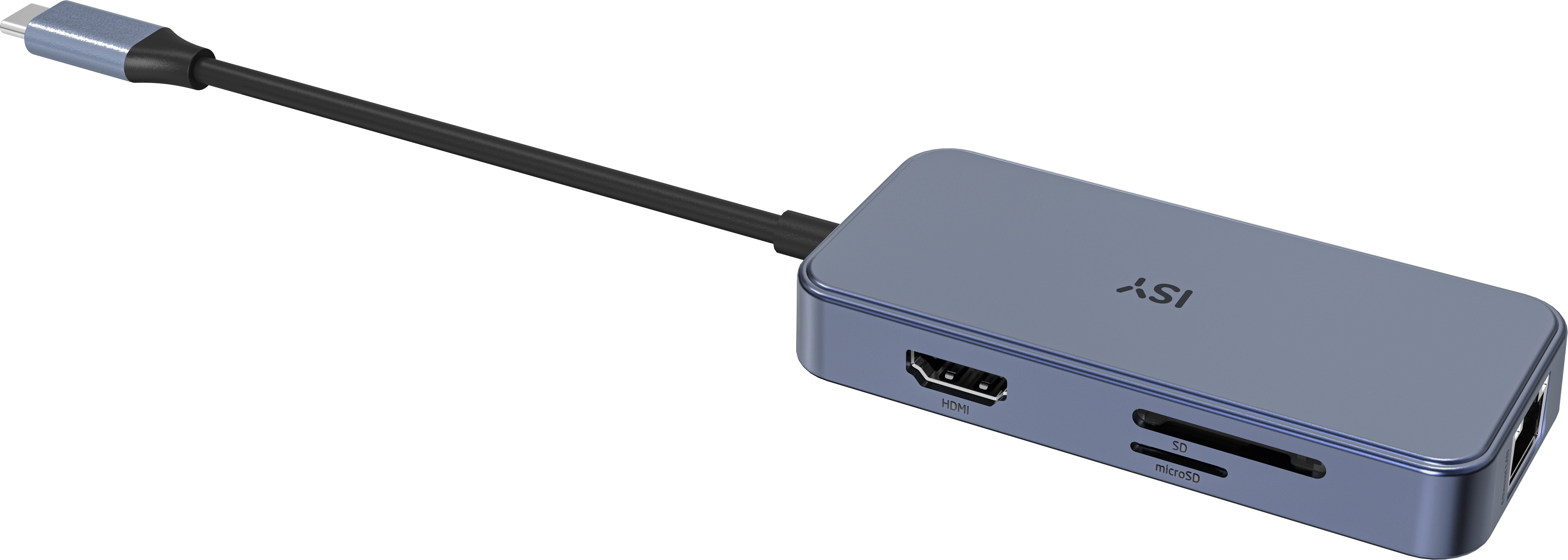 USB-C hub HDMI-vel, SD kártya olvasóval és USB-A porttal.