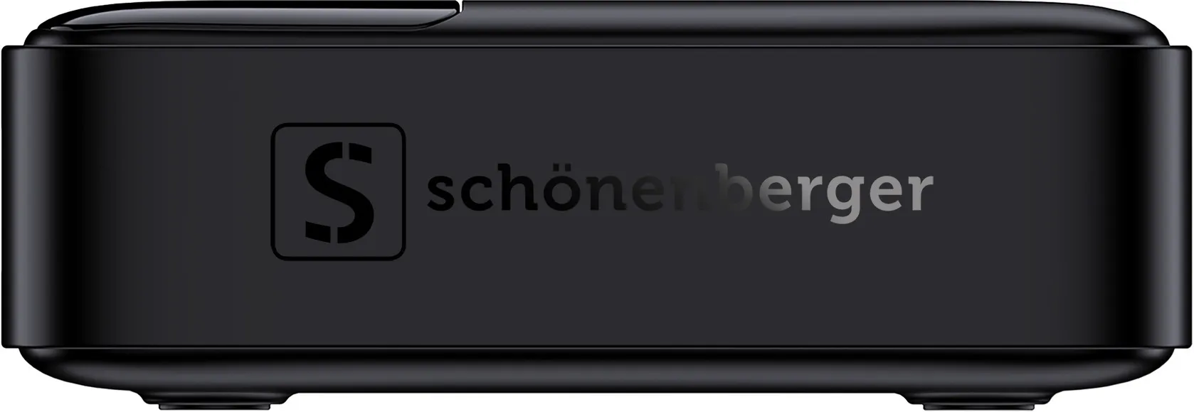 Boîte noire Schönenberger. Le logo et le texte sont sur le dessus.