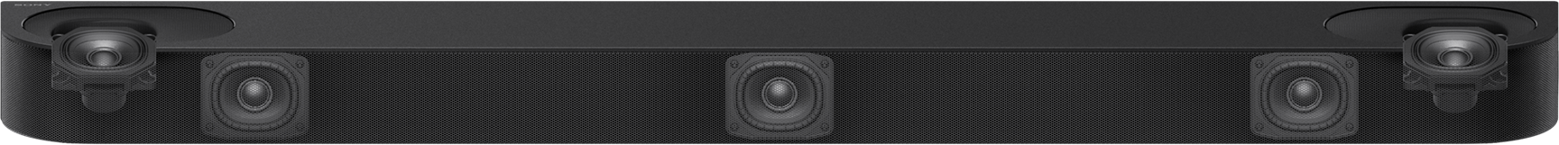 Fekete soundbar több hangszóróval, felülnézetből.