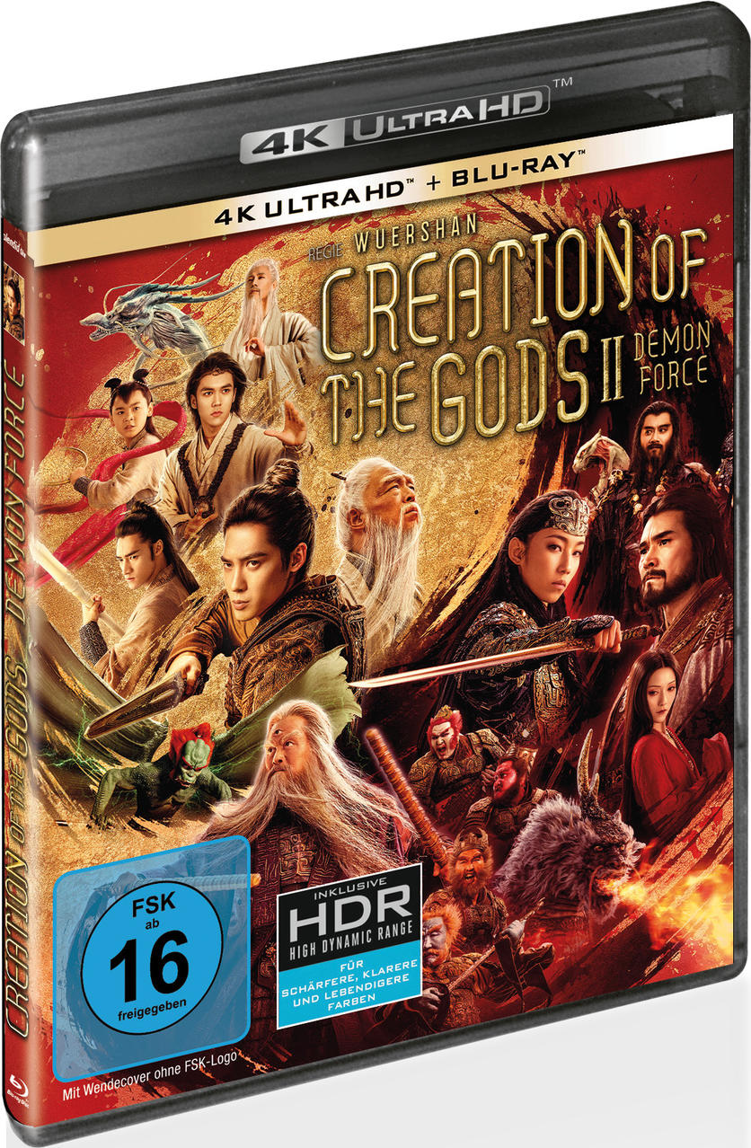 Filmcover für Creation of the Gods II: Demon Force, mit vielen Figuren und rotem Banner.
