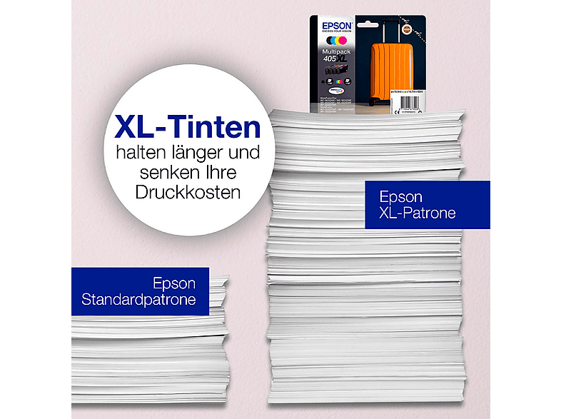 Epson 405XL Tintenpatrone Schwarz 1.100 Seiten Für Kompatibilität, siehe Artikel-Beschreibung | Niedrigere Druckkosten Dank XL-Tintenpatrone