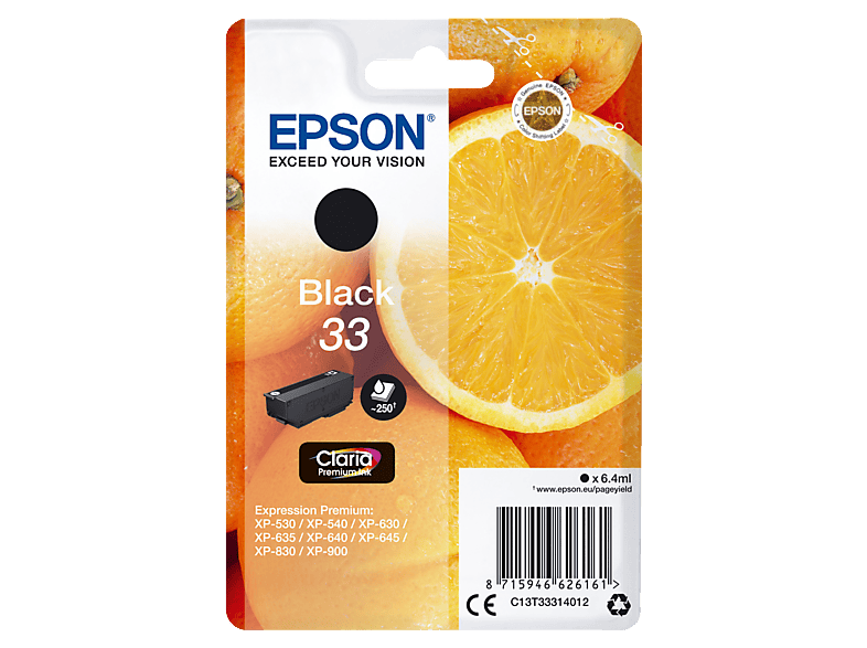 EPSON Orange, 33 Tintenpatrone Schwarz (C13T33314012) | MediaMarkt