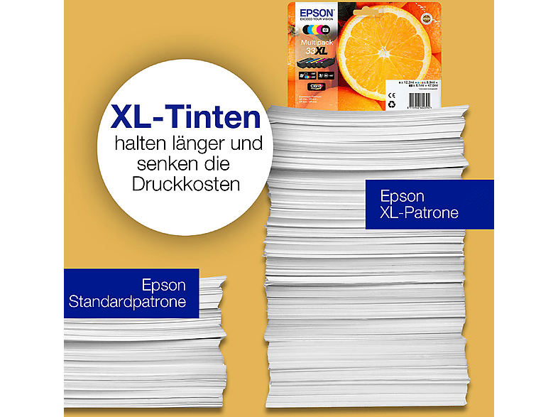 Thumbnail - EPSON XP530 XP540 Orange, 33XL Tintenpatrone Schwarz (C13T33514012)