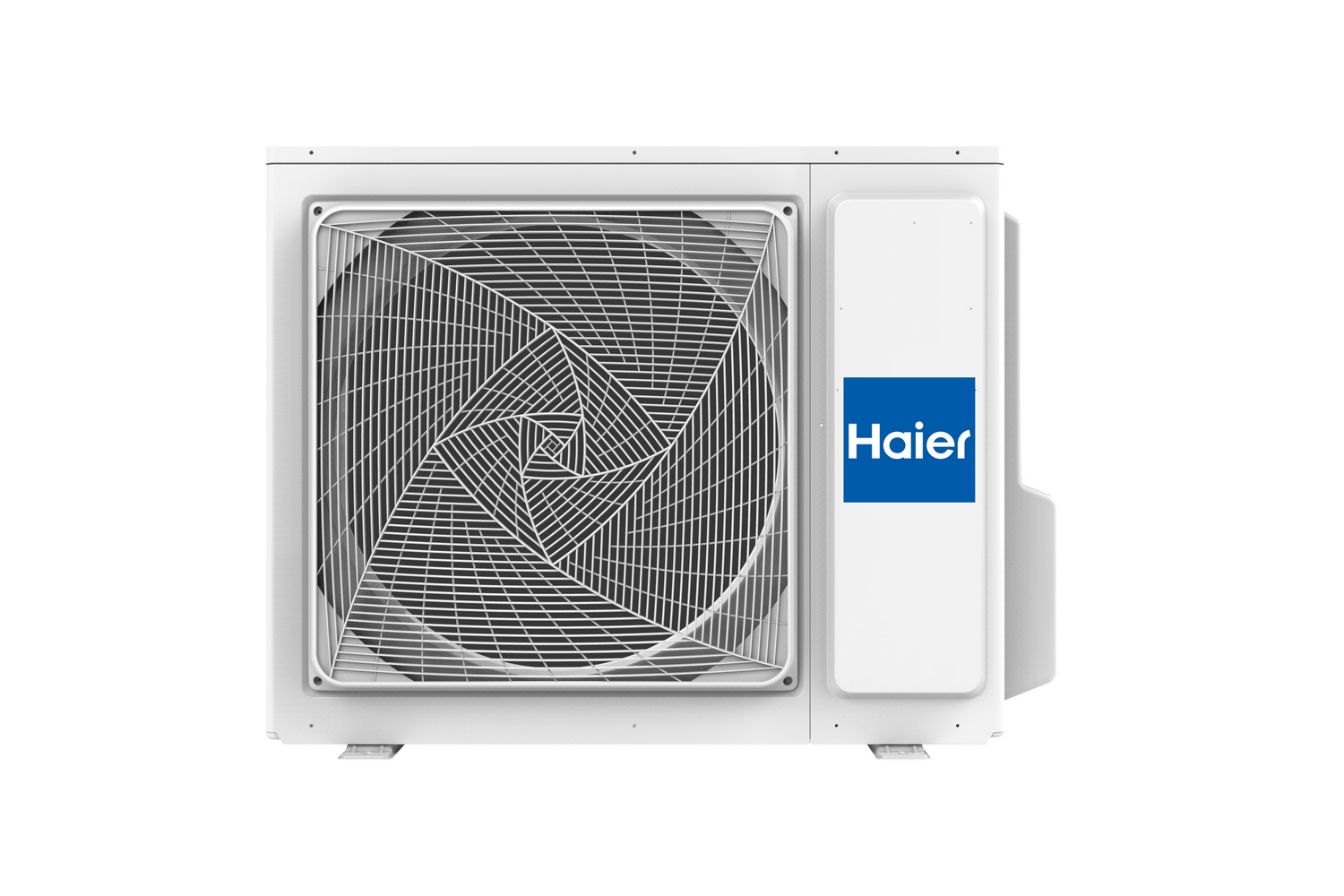 Unidad de aire acondicionado blanca con logo Haier.