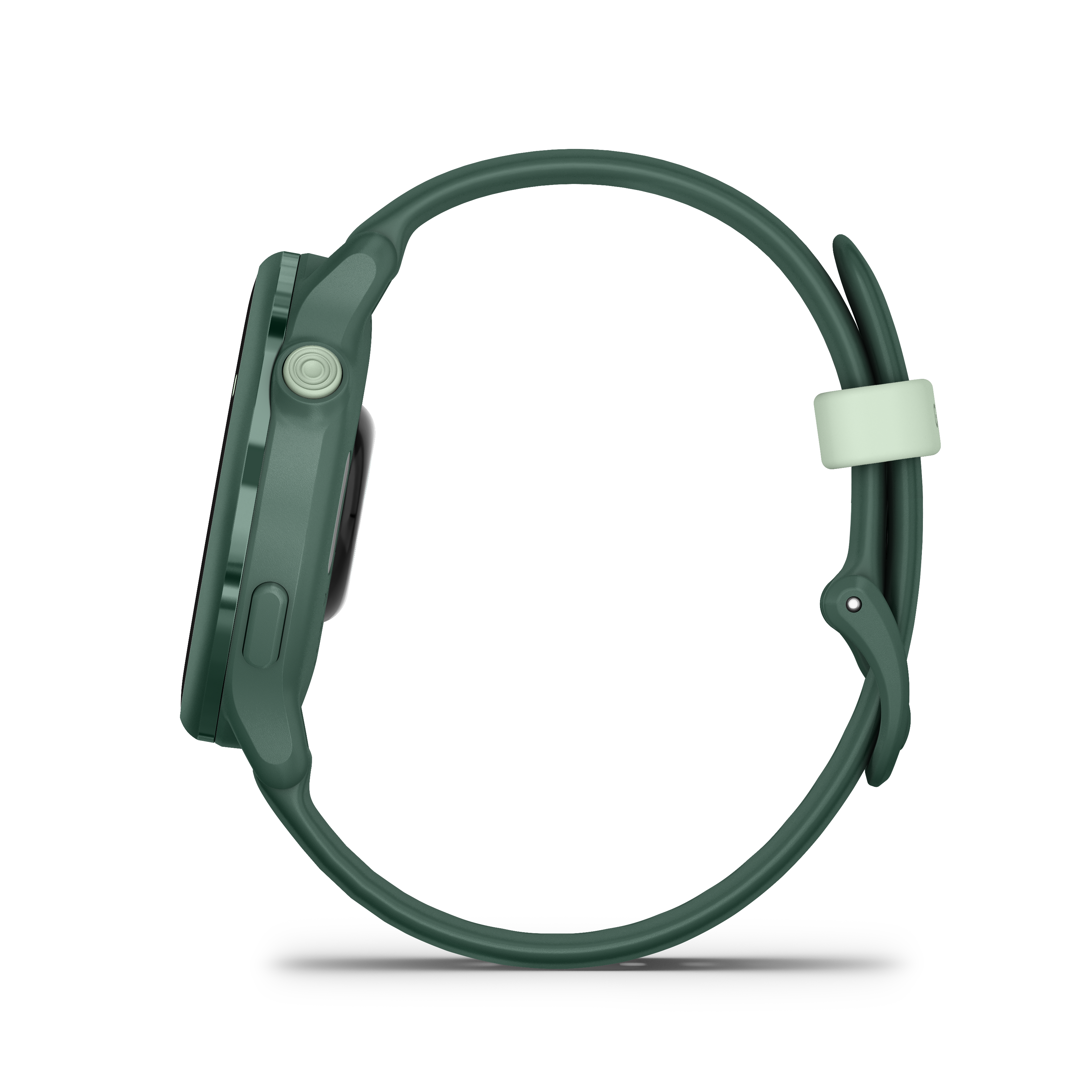 Grüne Smartwatch, Seitenansicht.