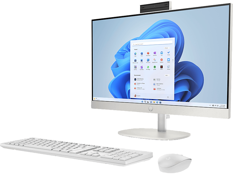 HP&nbsp;AiO 24-cr0312nw Ryzen 5 7520 23.8" FHD IPS 250nits AG 16GB DDR5 SSD512 Radeon 610M Cam720p kB+Mouse Win11 Shell White 2Y – zdjęcie 3
