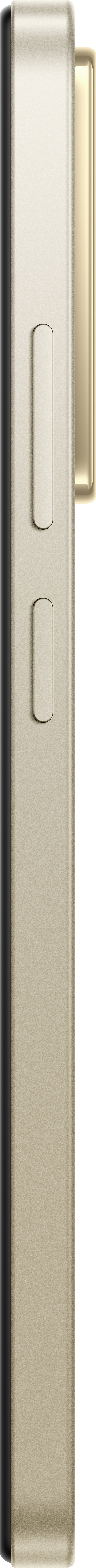 Ein goldfarbenes Telefon-Seitenprofil mit zwei Knöpfen.