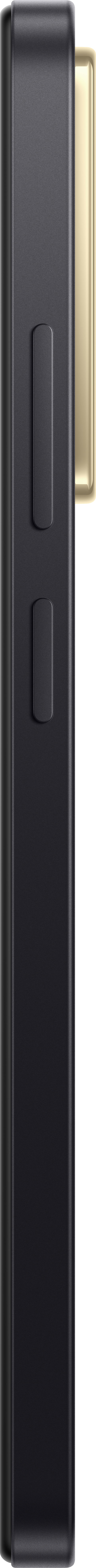 Schwarzes, rechteckiges Gerät mit zwei Knöpfen. Ein goldfarbenes Teil ist befestigt.