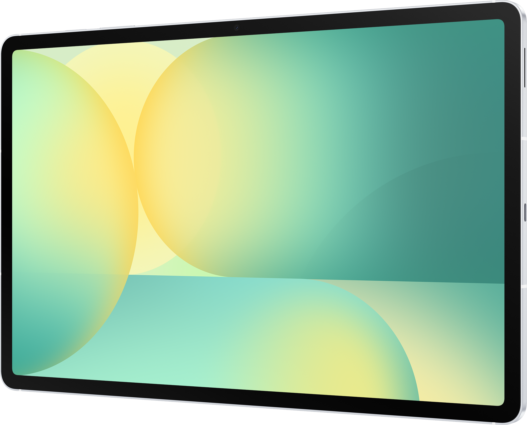 Tablette avec des cercles jaunes et verts sur noir.