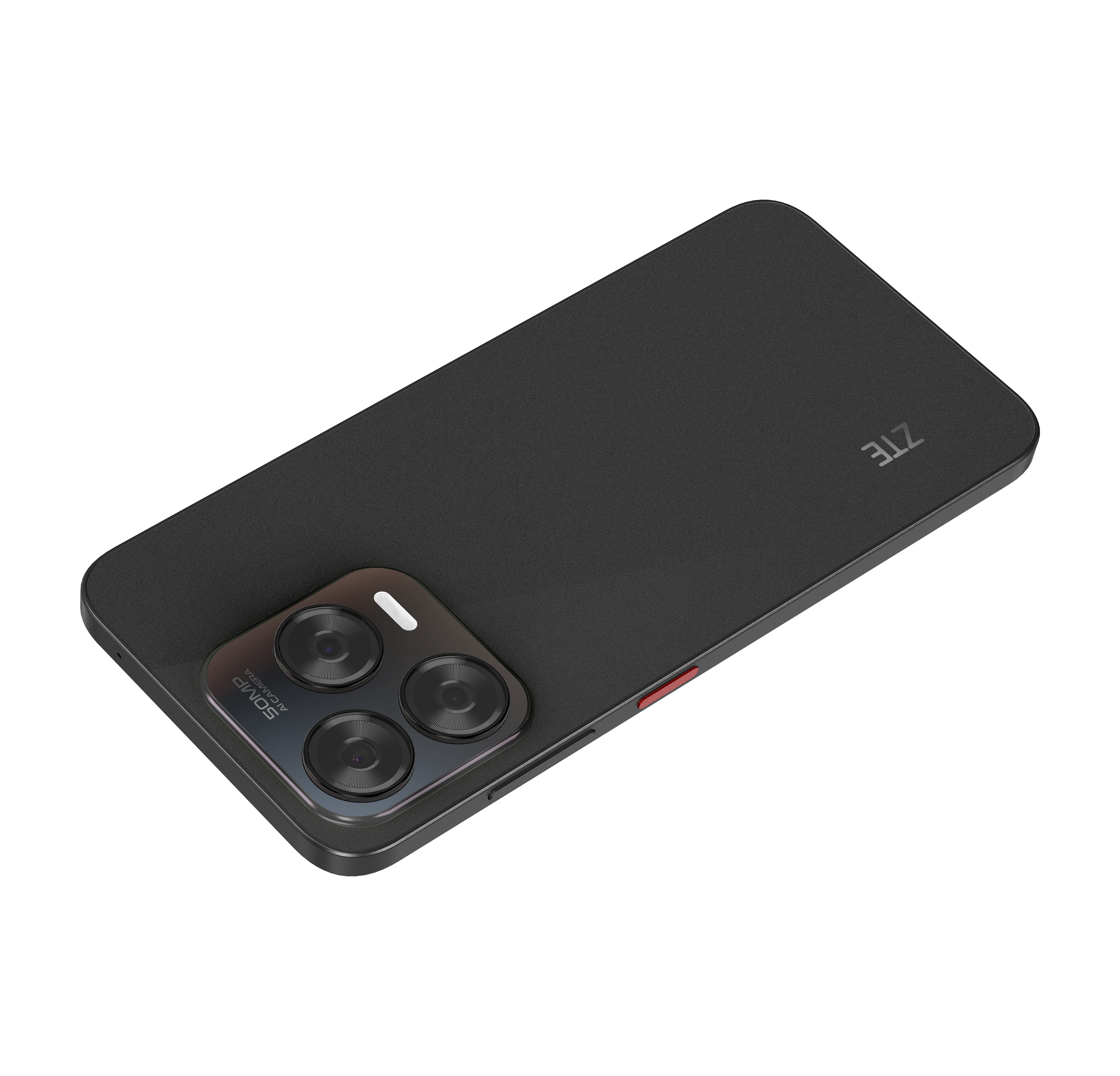 Schwarzes ZTE-Telefon mit mehreren Kameralinsen auf der Rückseite.
