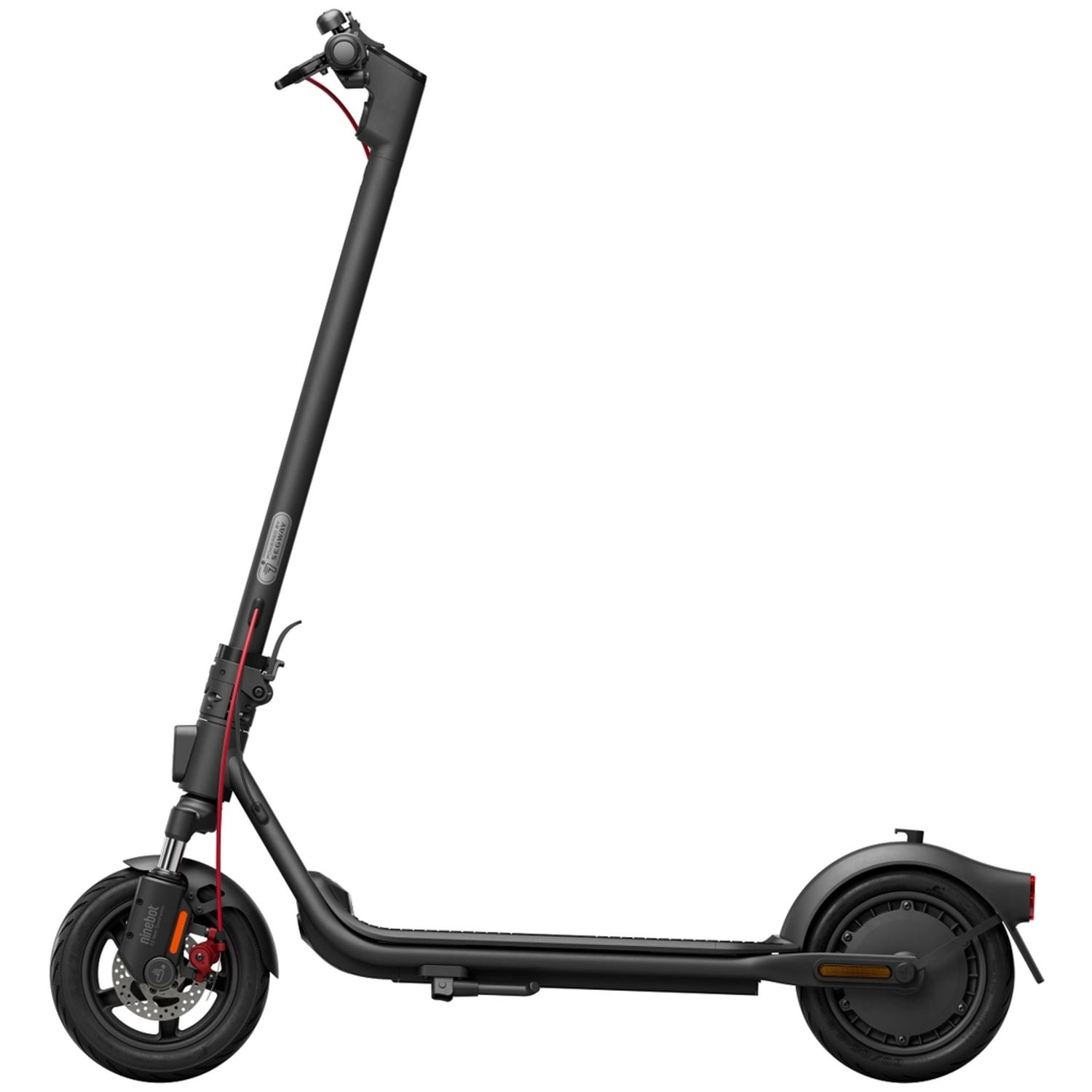 Black scooter in profile on a white background.