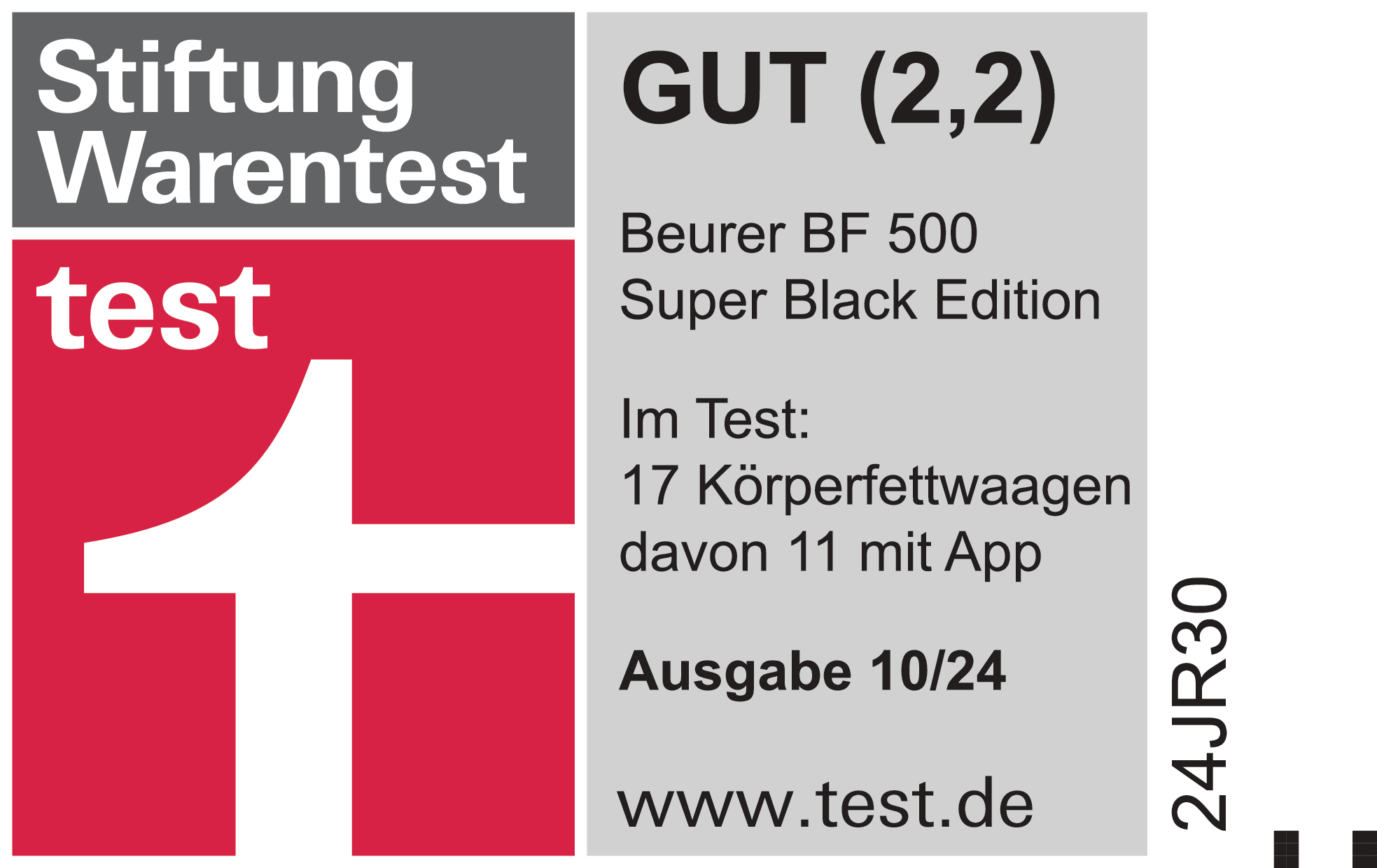 Stiftung Warentest Bewertung mit guter Note.
