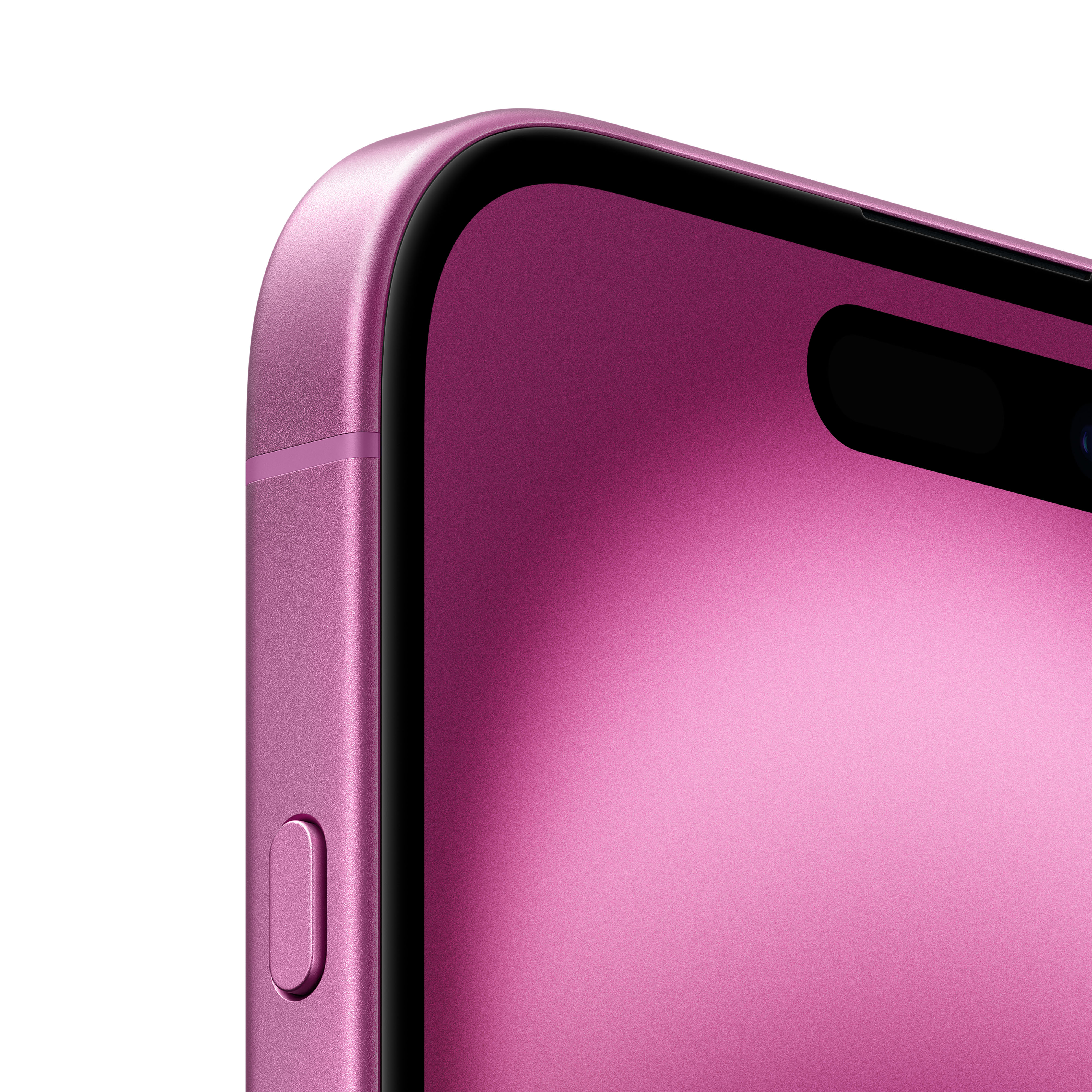 Primer plano de un smartphone rosa con pantalla negra.