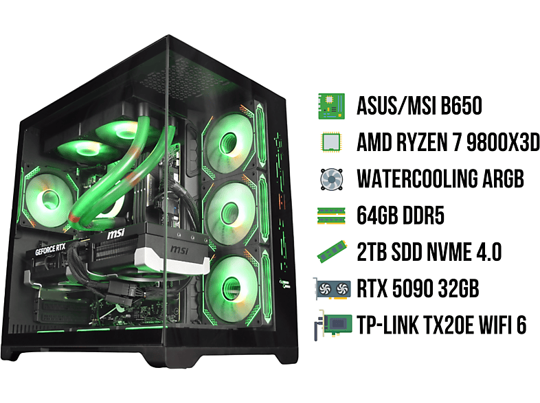 EXTREMEGAMER X EDT LVL 6 AMD BLACK | AMD Ryzen 7 9800X3D | 64 GB