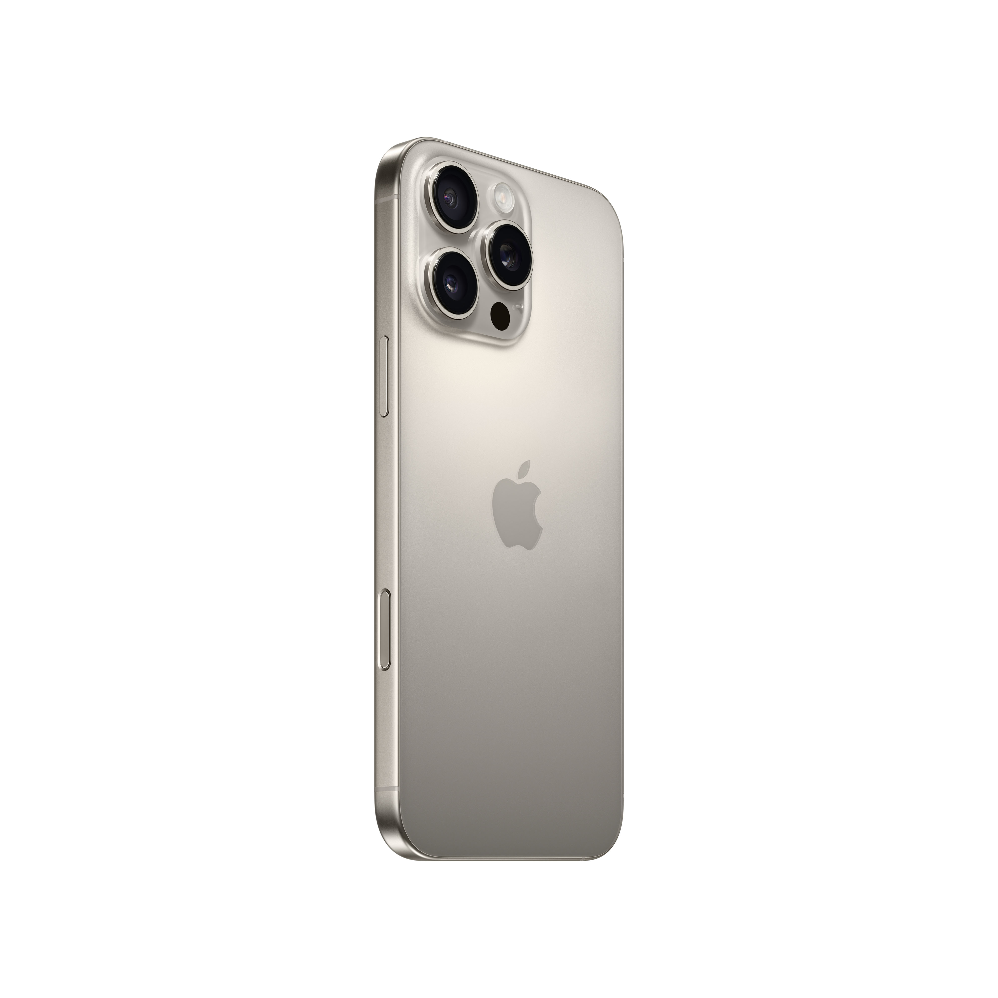 La parte trasera de un iPhone dorado con tres cámaras y un logotipo de Apple.